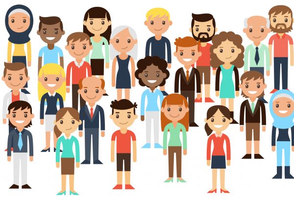 vector illustration of a diverse crowd of people