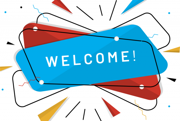 "Welcome!" graphic