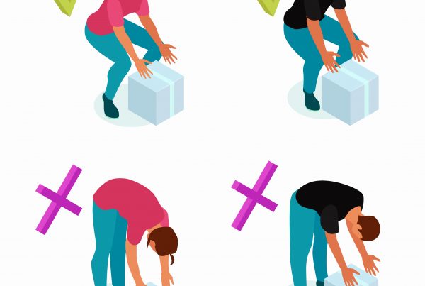 Keeping good posture 4 isometric compositions with proper and wrong lifting techniques isolated vector illustration