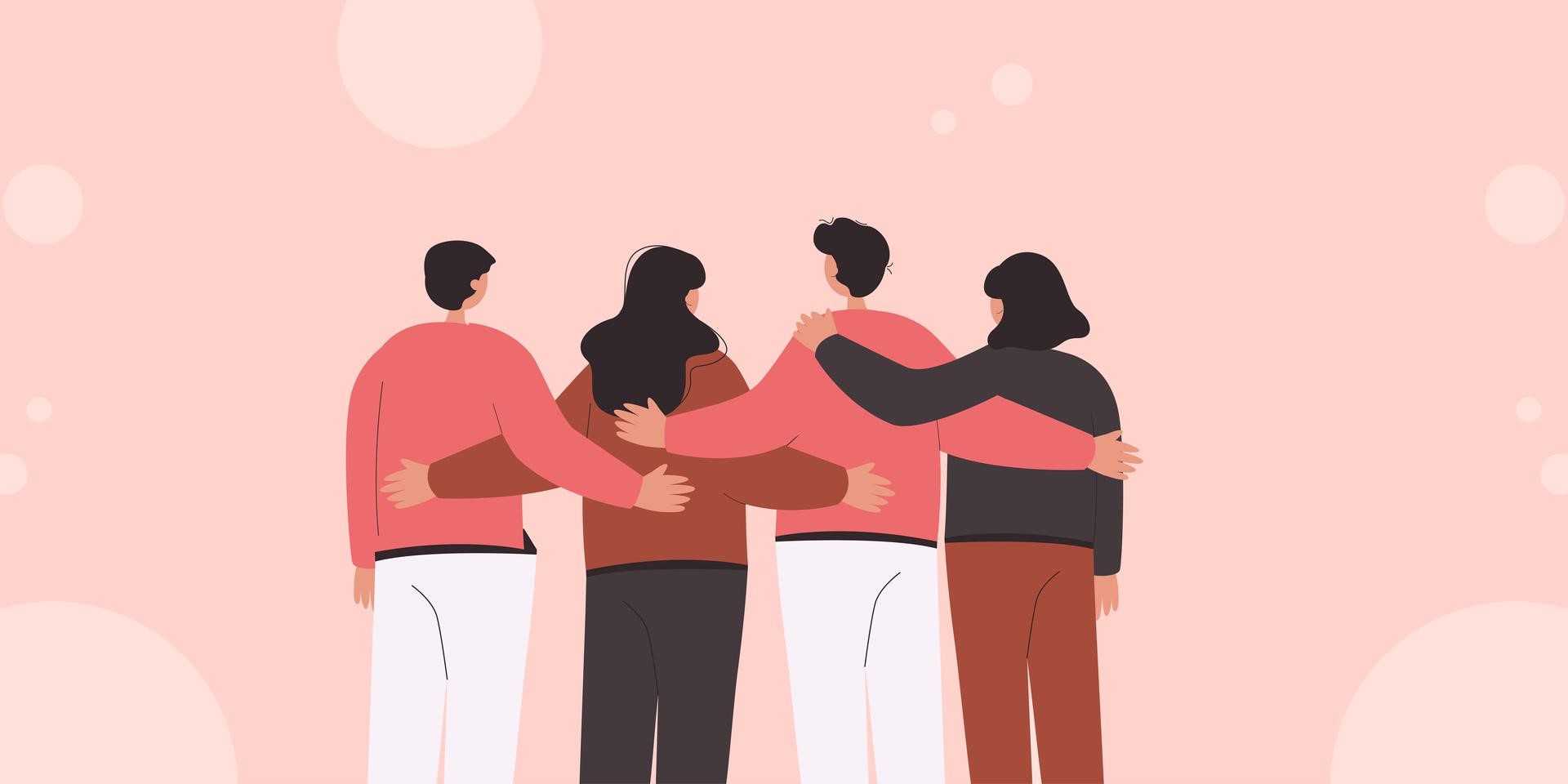 vector illustration of people holding each other