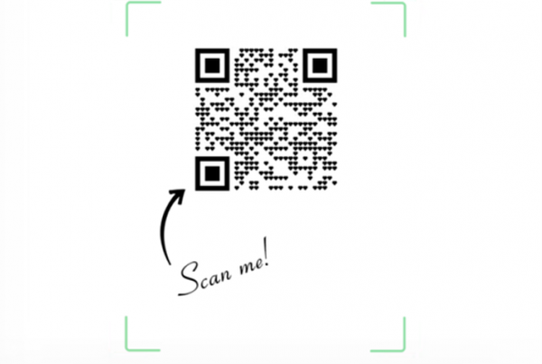 QR code with the words "Scan me!"