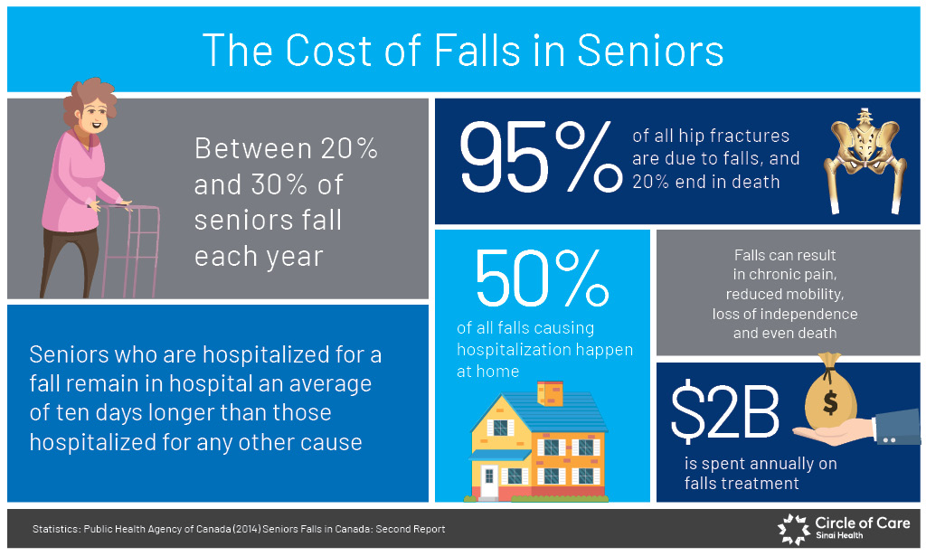 infogrphic depicting statistics about falls in seniors