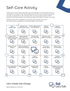 Self care activity grid