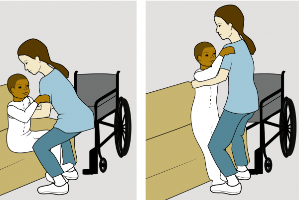 illustration of a person lifting another person from a seated position