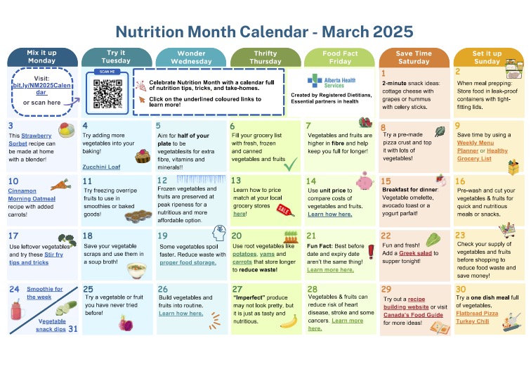 2025 nutrition month calendar