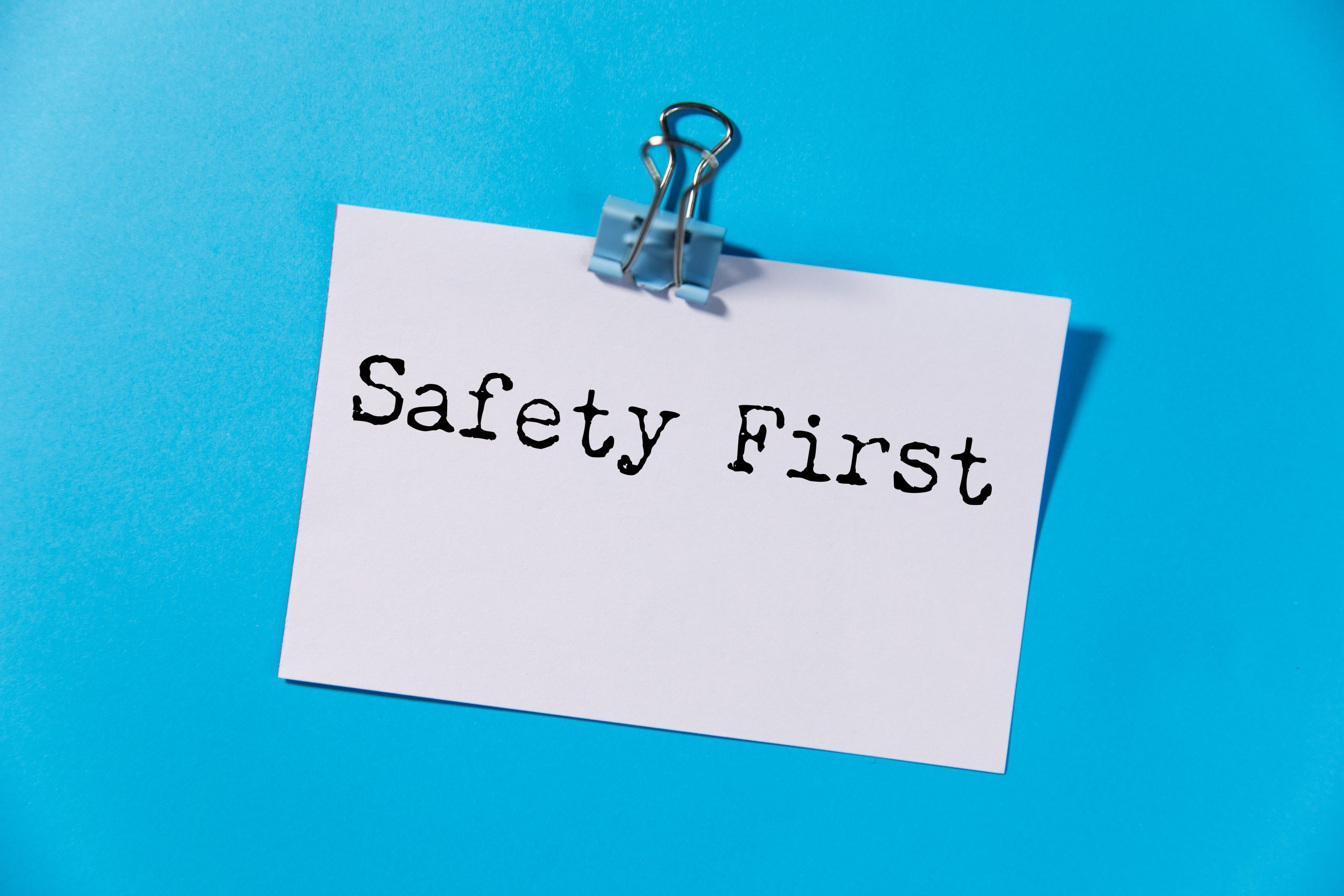 "safety first note with a silver clip"