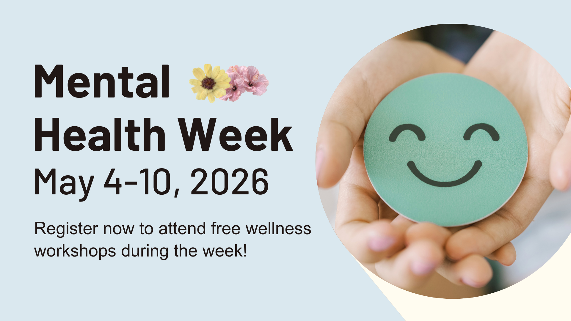 "Mental Health Week 2026 Free Workshops Banner"