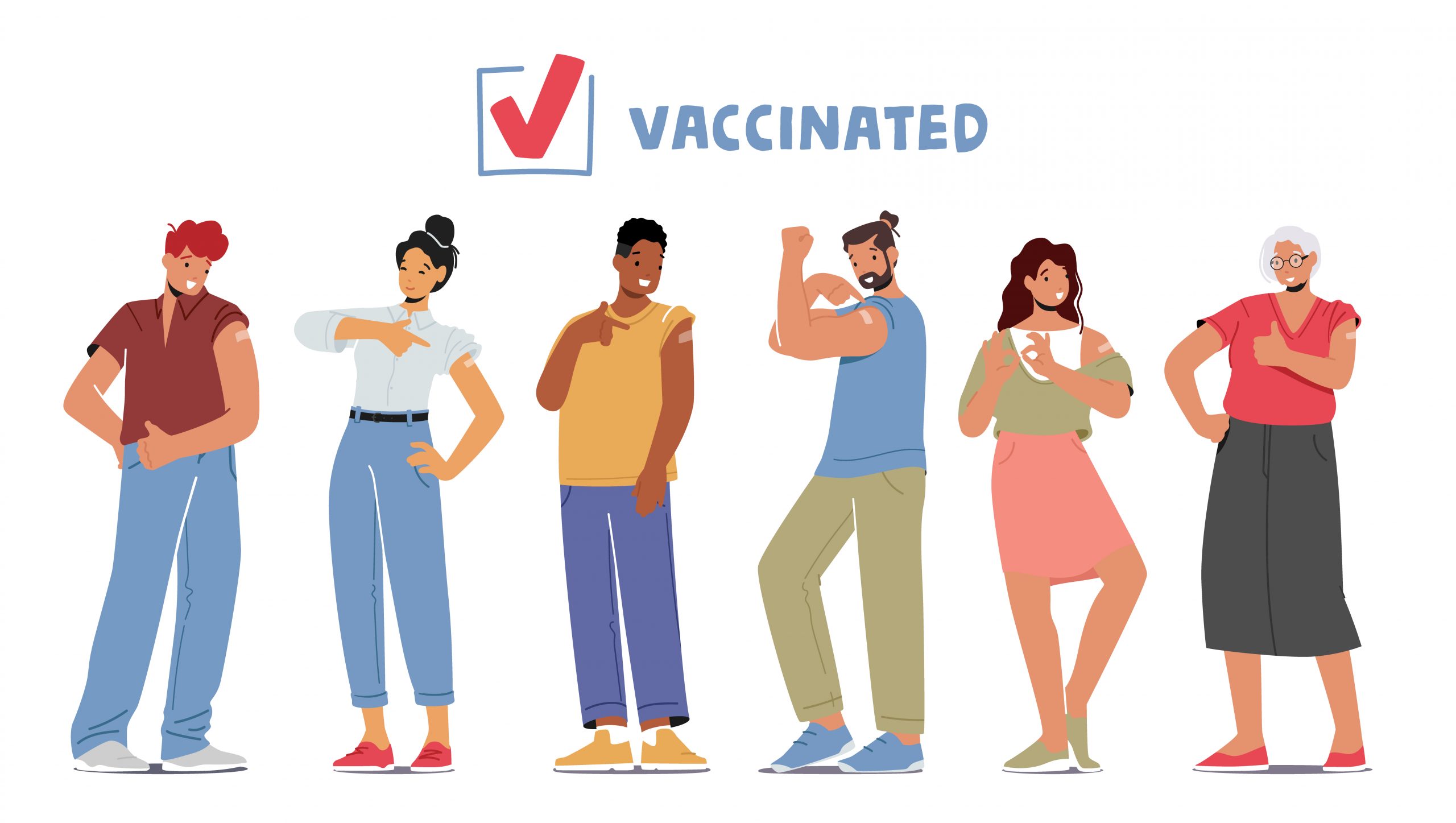"illustration group of people received vaccinations"